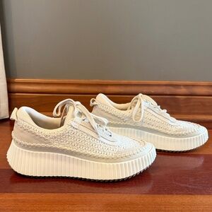 Dolce Vita Women's Dolen Sneakers Sandstone Knit Platform Off White, Size 8